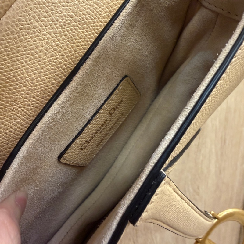 Dior 米色牛皮霧金釦Saddle mini手提馬鞍包-11