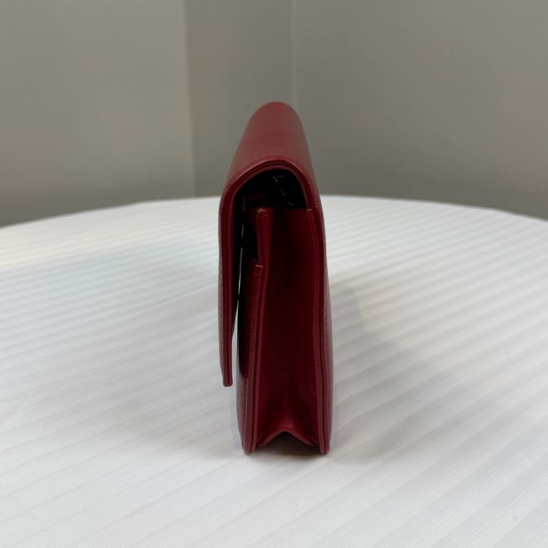 香奈兒/Chanel WOC 銀扣紅色魚子醬牛皮鏈條斜背包18x3x12cm-2