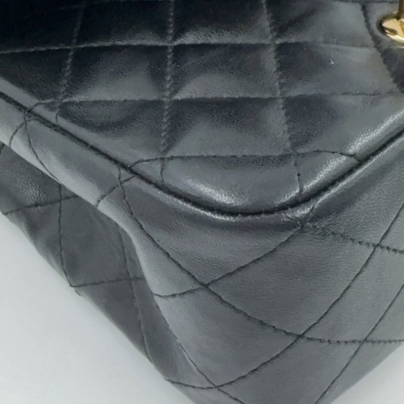 CHANEL黑色羊皮金鍊菱格方胖A35200-15