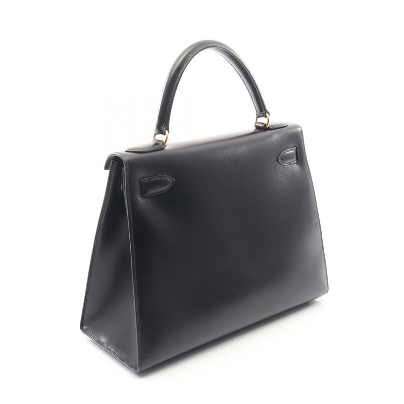 愛馬仕 Kelly 28 單肩手提包 X Box 小牛皮 黑色 GHW 二手 女士-1