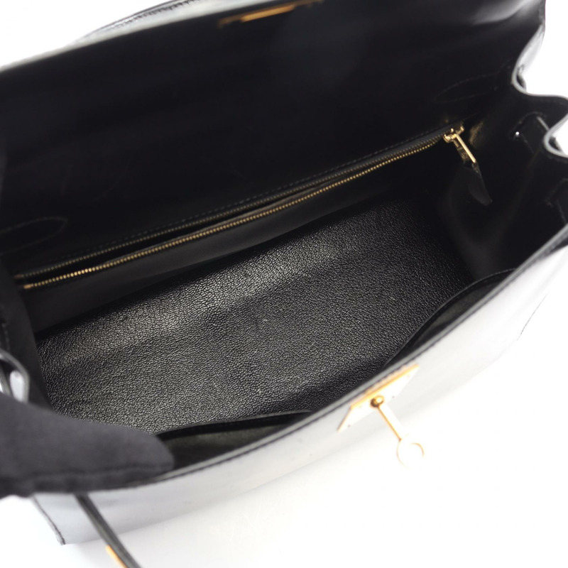 愛馬仕 Kelly 28 單肩手提包 X Box 小牛皮 黑色 GHW 二手 女士-2