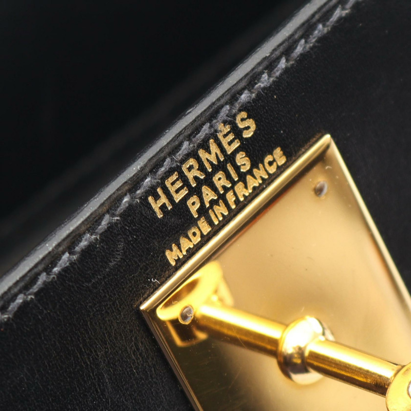 愛馬仕 Kelly 28 單肩手提包 X Box 小牛皮 黑色 GHW 二手 女士-3