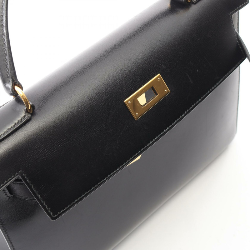 愛馬仕 Kelly 28 單肩手提包 X Box 小牛皮 黑色 GHW 二手 女士-6