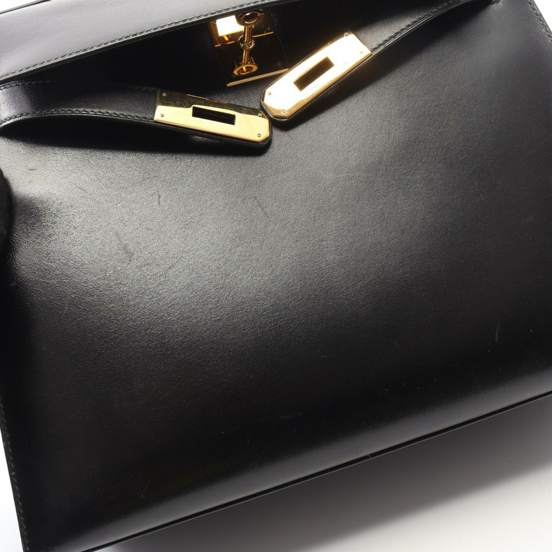 愛馬仕 Kelly 28 單肩手提包 X Box 小牛皮 黑色 GHW 二手 女士-7