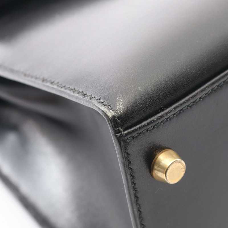 愛馬仕 Kelly 28 單肩手提包 X Box 小牛皮 黑色 GHW 二手 女士-8