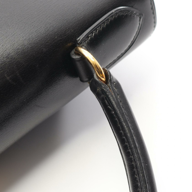 愛馬仕 Kelly 28 單肩手提包 X Box 小牛皮 黑色 GHW 二手 女士-10