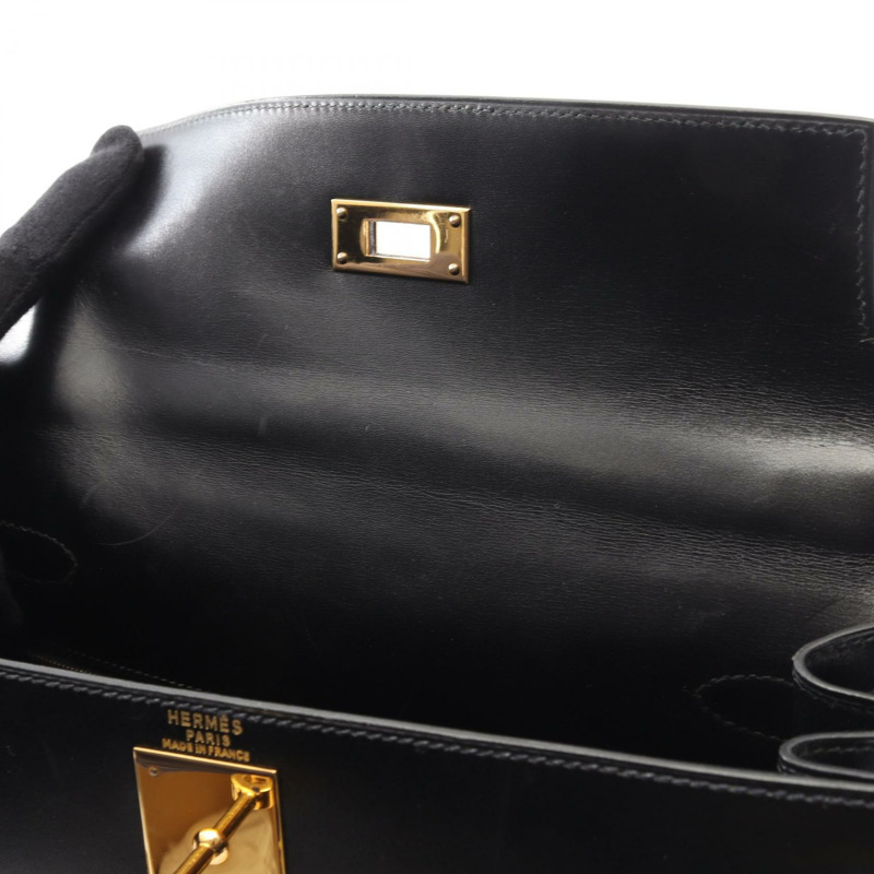 愛馬仕 Kelly 28 單肩手提包 X Box 小牛皮 黑色 GHW 二手 女士-11