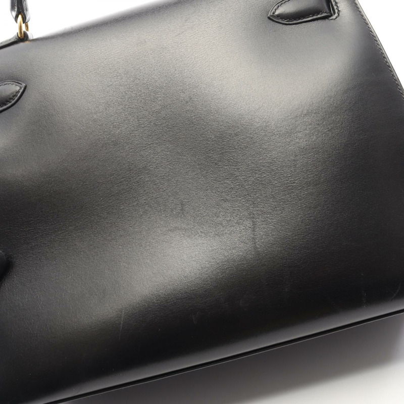 愛馬仕 Kelly 28 單肩手提包 X Box 小牛皮 黑色 GHW 二手 女士-12