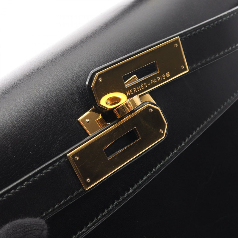 愛馬仕 Kelly 28 單肩手提包 X Box 小牛皮 黑色 GHW 二手 女士-13