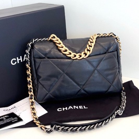 閒置新 香奈兒/Chanel 黑金19bag中號大菱格 鏈條包-1