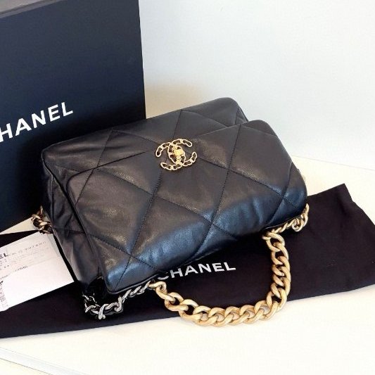 閒置新 香奈兒/Chanel 黑金19bag中號大菱格 鏈條包-3