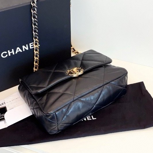 閒置新 香奈兒/Chanel 黑金19bag中號大菱格 鏈條包-4