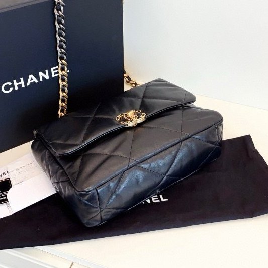 閒置新 香奈兒/Chanel 黑金19bag中號大菱格 鏈條包-7