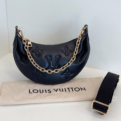 閒置新 路易威登/Louis Vuitton Over The Moon黑金泡泡糖全皮月亮包 芯片款