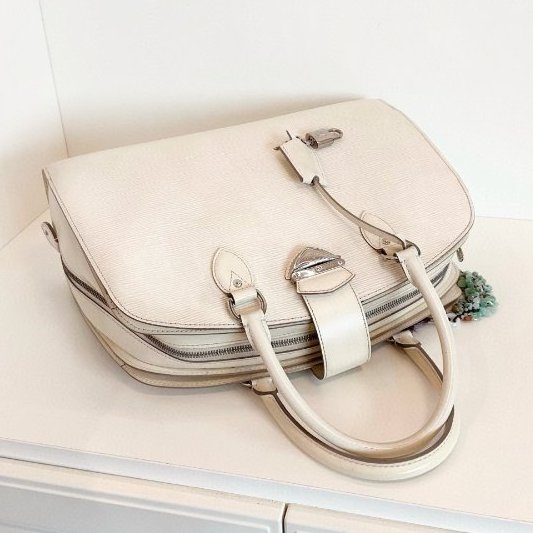 路易威登/Louis Vuitton 奶白色水波紋經典貝殼包 手提包-4