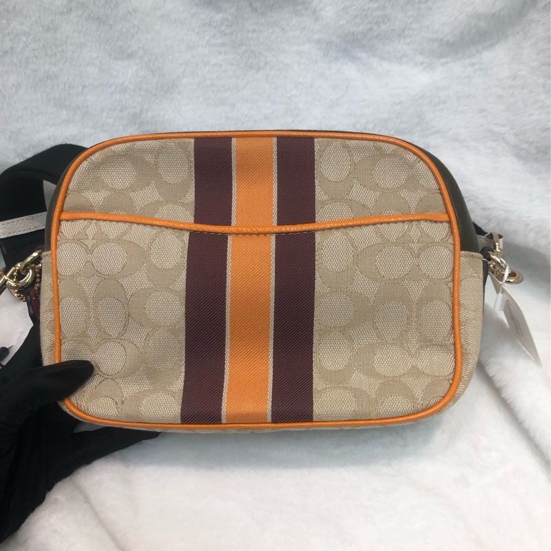 Coach 米色帆布拼墨綠色相機袋 XC239-1