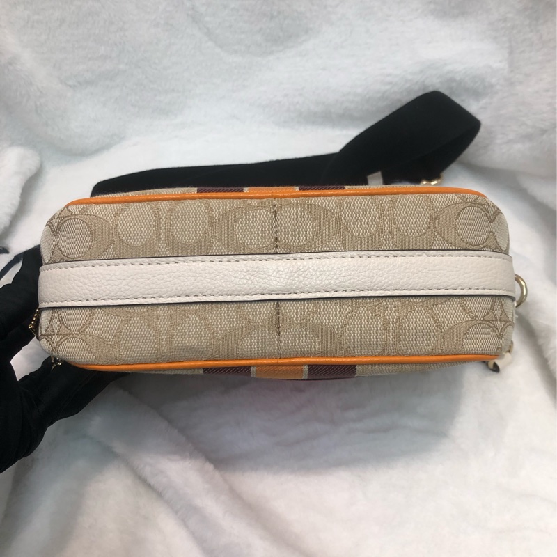 Coach 米色帆布拼墨綠色相機袋 XC239-4