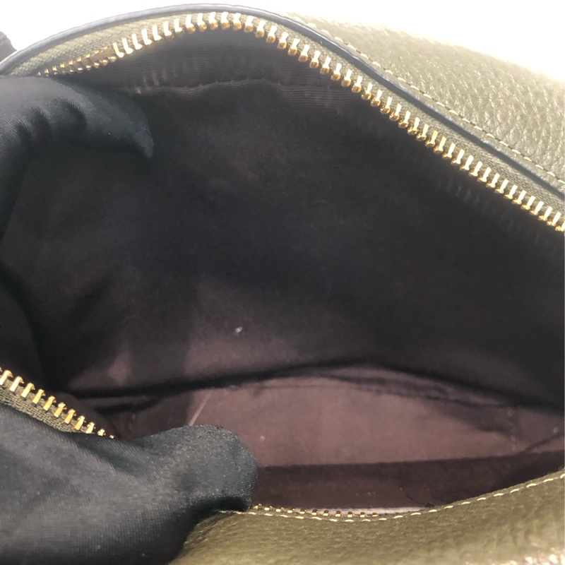 Coach 米色帆布拼墨綠色相機袋 XC239-7