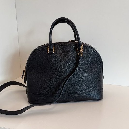 路易威登/Louis Vuitton 全皮黑金荔枝皮 Alma BB 手提包-1