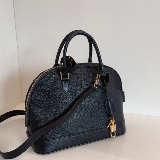 路易威登/Louis Vuitton 全皮黑金荔枝皮 Alma BB 手提包-2