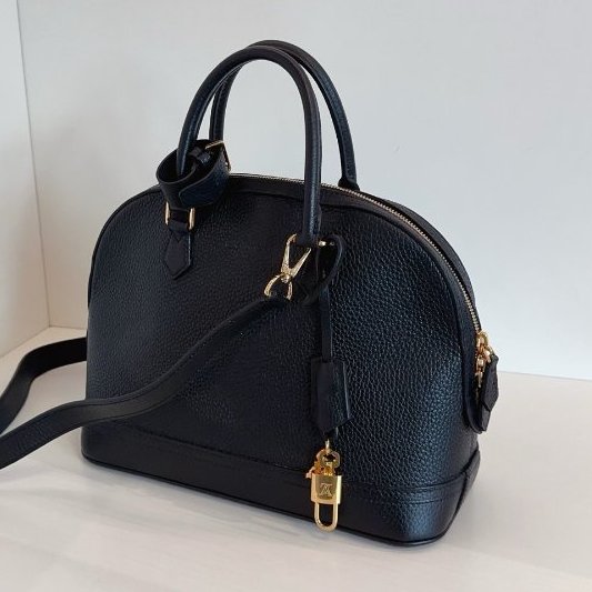 路易威登/Louis Vuitton 全皮黑金荔枝皮 Alma BB 手提包-3