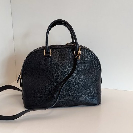 路易威登/Louis Vuitton 全皮黑金荔枝皮 Alma BB 手提包-7