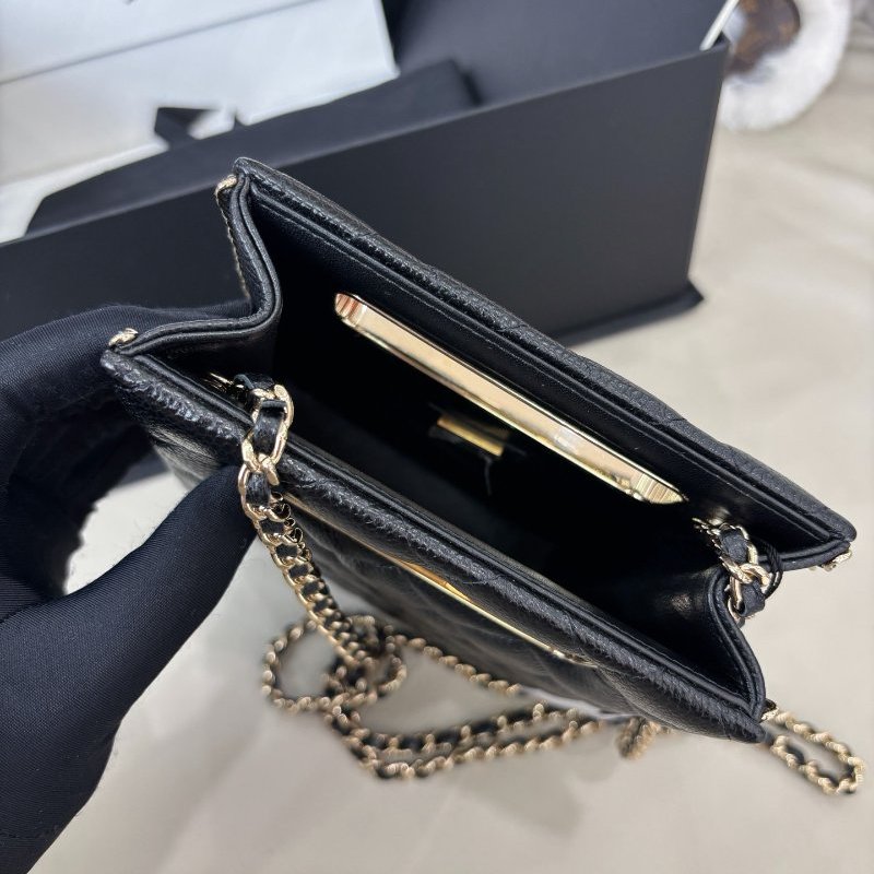 全新品 香奈兒/Chanel 黑金荔枝紋羊皮tote鏈條包 芯片款-8