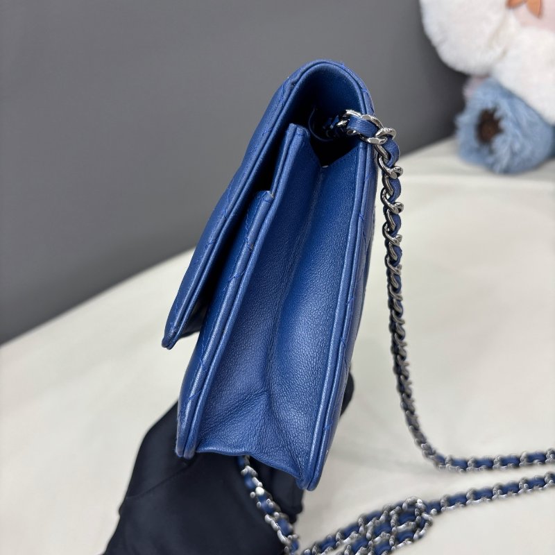 香奈兒/Chanel 藍色羊皮woc菱格紋鏈條包-1