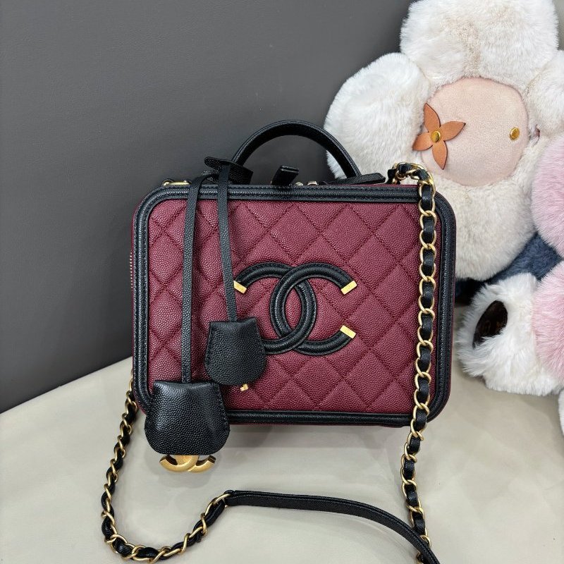 近新品 香奈兒/Chanel 紅黑拼色Vanity Case中號相機包-0