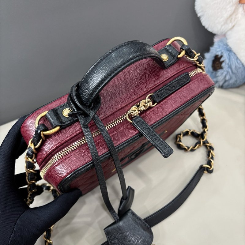 近新品 香奈兒/Chanel 紅黑拼色Vanity Case中號相機包-4