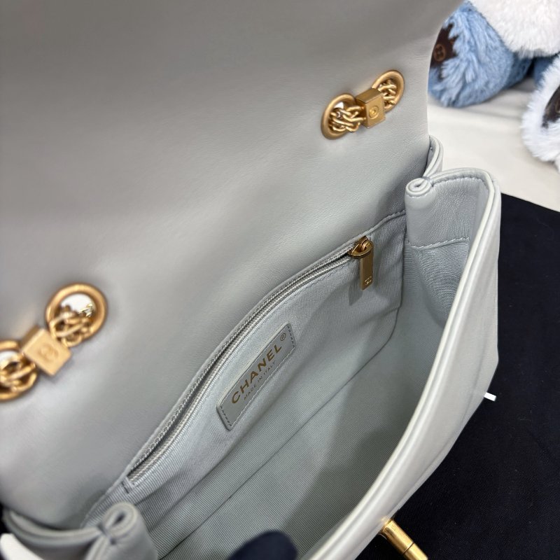 近新品 香奈兒/Chanel 淺灰色瀑佈鏈條肩背包 芯片款-8