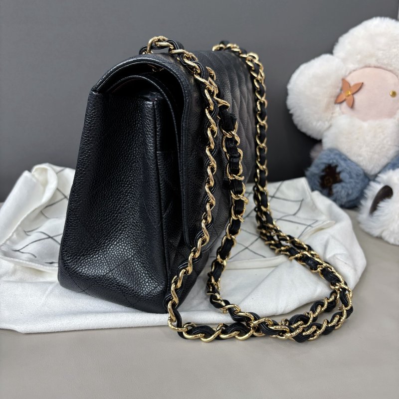 香奈兒/Chanel 黑金荔枝紋牛皮Jumbo鏈條包-2