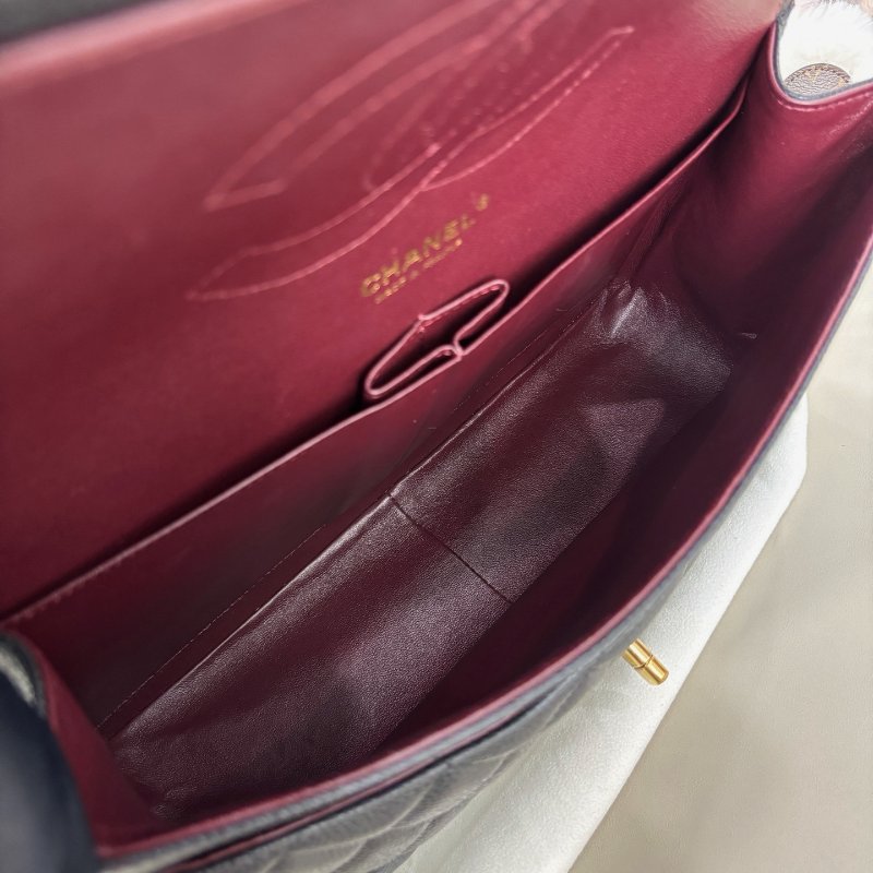 香奈兒/Chanel 黑金荔枝紋牛皮Jumbo鏈條包-9