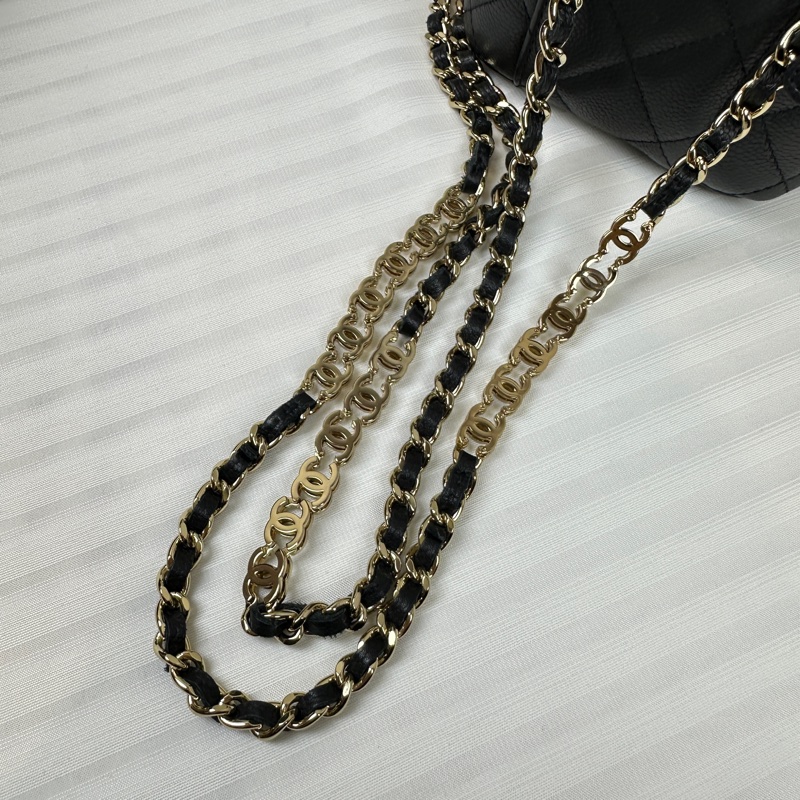 香奈兒/Chanel Small Vanity with Chain 經典小型金扣黑色牛皮 鍊帶盒子包化妝包斜背包10×7×9cm-7