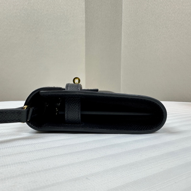 愛馬仕/Hermes Kelly To Go 金扣黑色Epsom皮革斜背包20x3x12cm-4