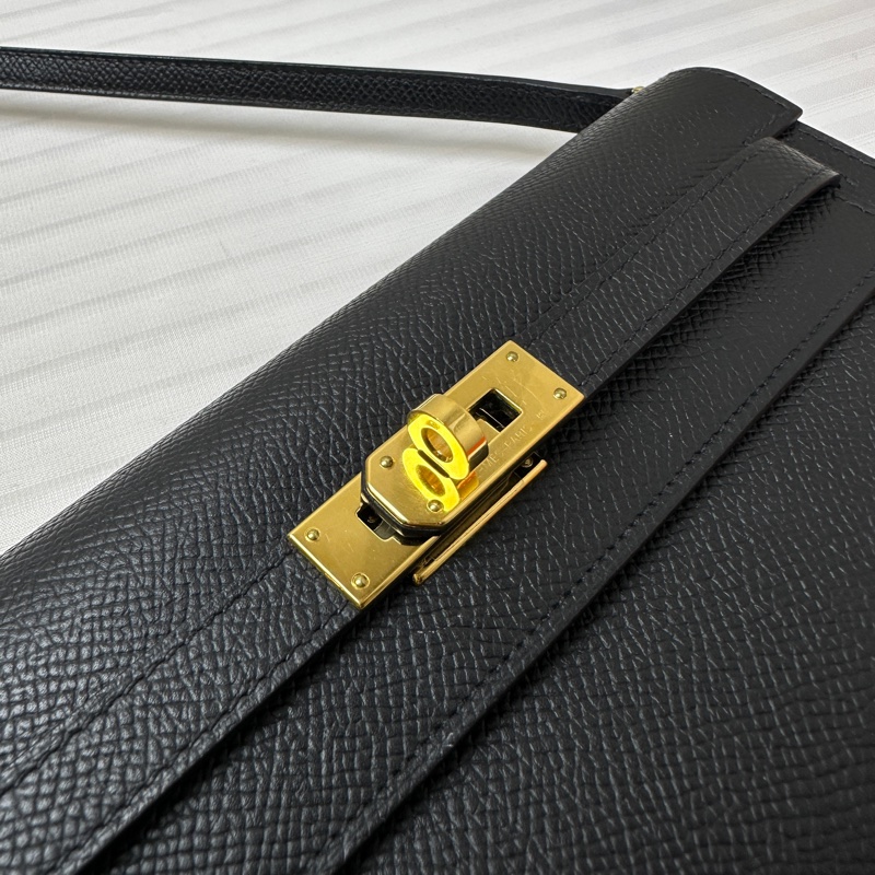 愛馬仕/Hermes Kelly To Go 金扣黑色Epsom皮革斜背包20x3x12cm-6