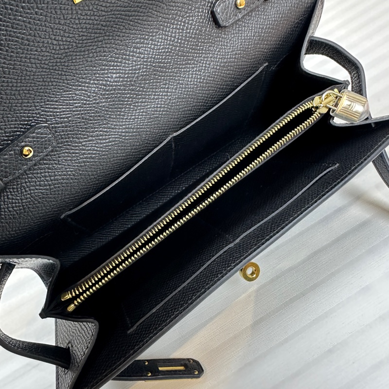 愛馬仕/Hermes Kelly To Go 金扣黑色Epsom皮革斜背包20x3x12cm-7
