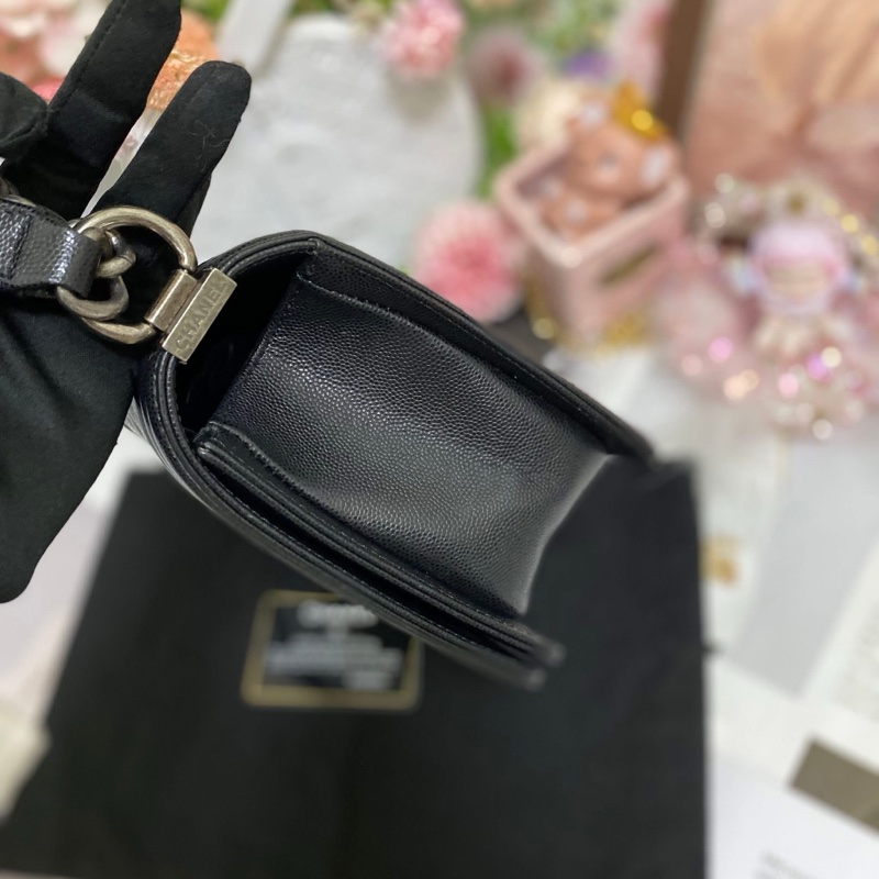Chanel BOY 25荔枝皮 黑銀 🏅-15