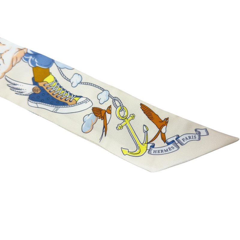 HERMES Sur Mon Nuage twilly 我的雲間萬象 幼絲巾-2