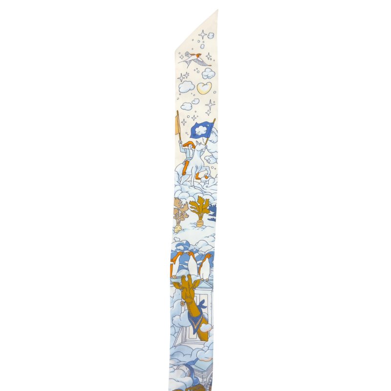 HERMES Sur Mon Nuage twilly 我的雲間萬象 幼絲巾-4