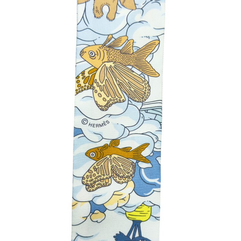 HERMES Sur Mon Nuage twilly 我的雲間萬象 幼絲巾-8