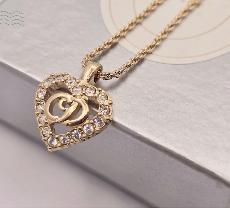 Christian Dior 愛心水鑽CD項鍊 極美✨-5
