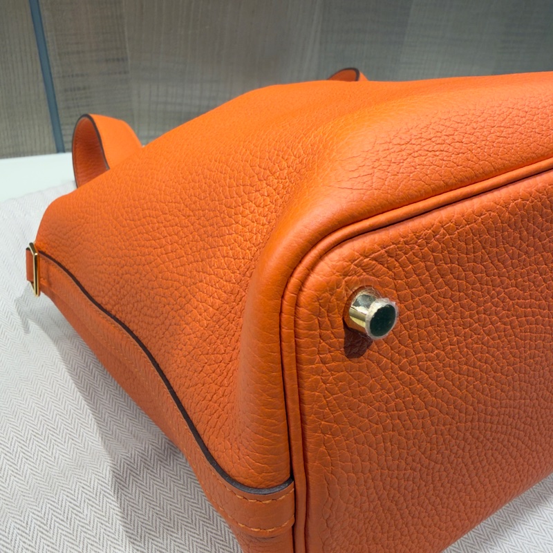 Hermes 98新閒置品 Picotin18菜籃子/愛馬仕橘金扣-9