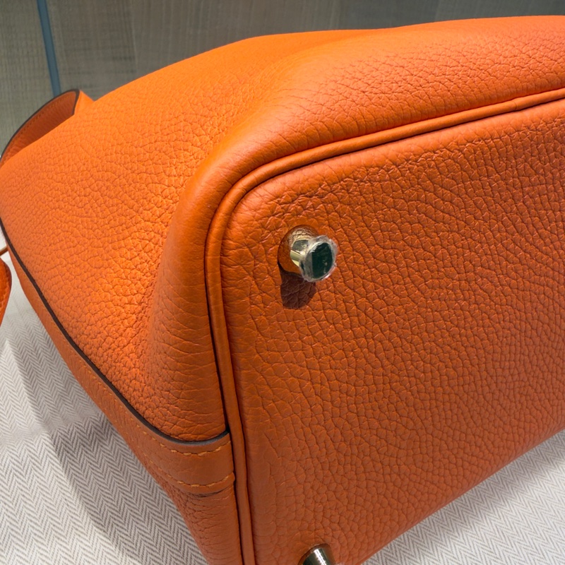 Hermes 98新閒置品 Picotin18菜籃子/愛馬仕橘金扣-10