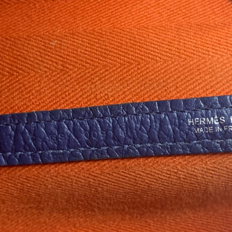 愛馬仕/Hermes Garden Party 36 橘色帆布拼藍色皮革單肩手提包 花園包36x17x26cm-8