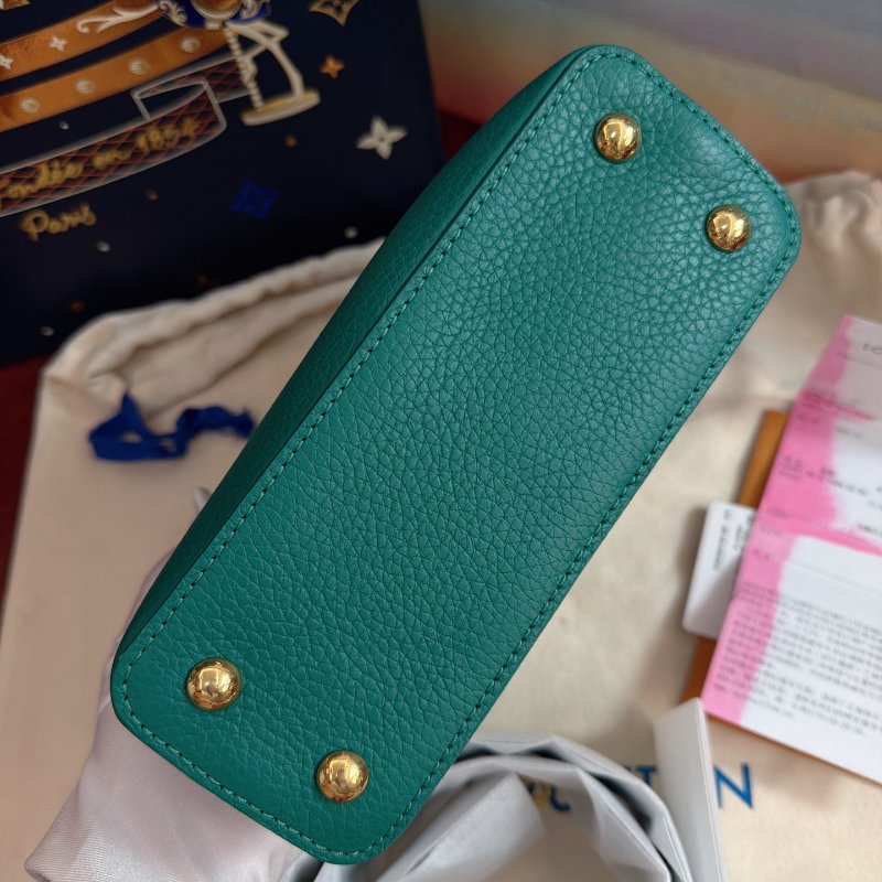閒置新 路易威登/Louis Vuitton 新款綠色Capucines Mini蛇皮手提包-3