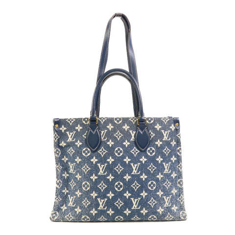 LOUIS VUITTON Monogram Denim On The Go MM金扣手挽肩背兩用袋