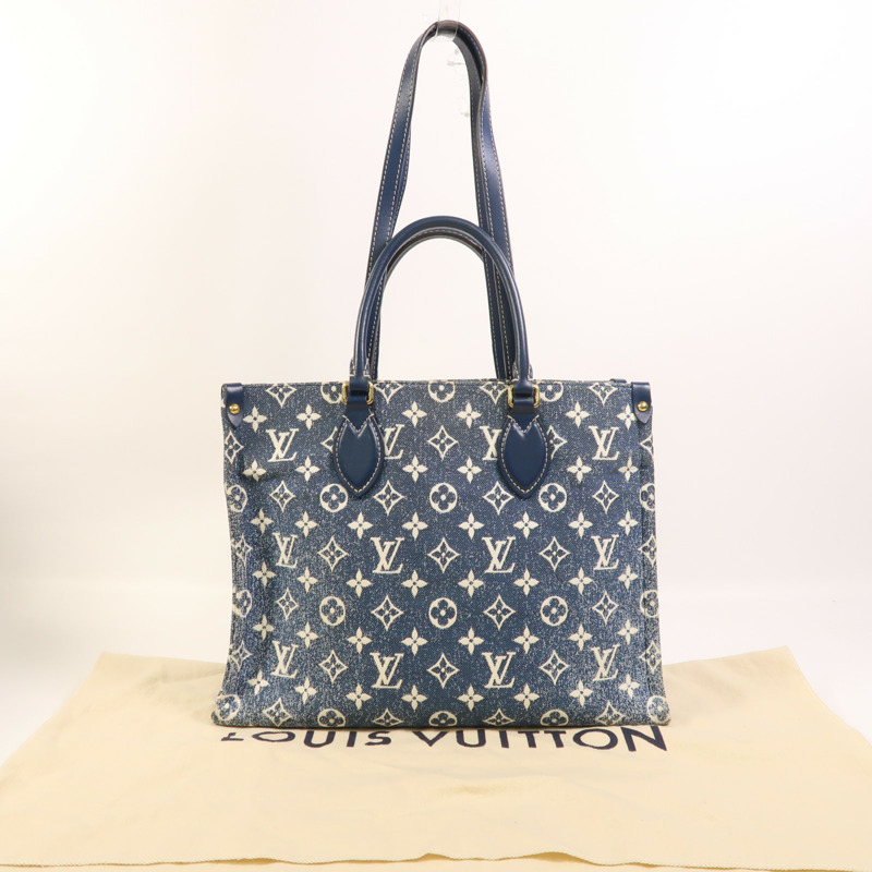LOUIS VUITTON Monogram Denim On The Go MM金扣手挽肩背兩用袋-8