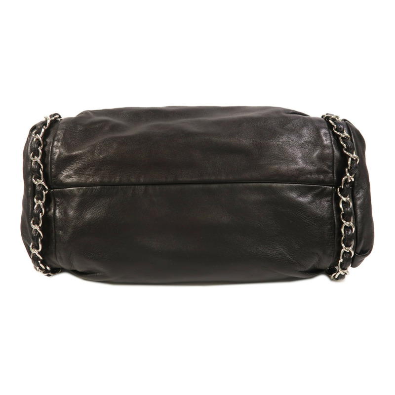 CHANEL 羊皮皮革Chain Shoulder銀扣鏈帶肩背袋-3