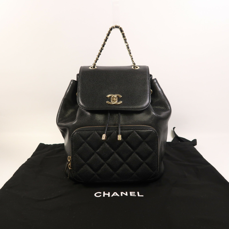 CHANEL 牛皮皮革Affinity Backpack金扣背包-8